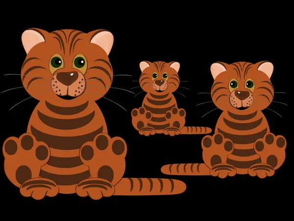 Tre tigrar — Stockfoto