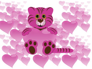 Tiger with heart clipart