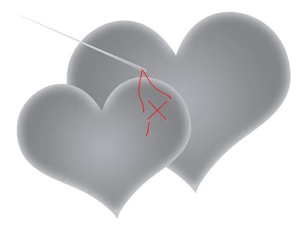 Two connected hearts — Stock Photo, Image