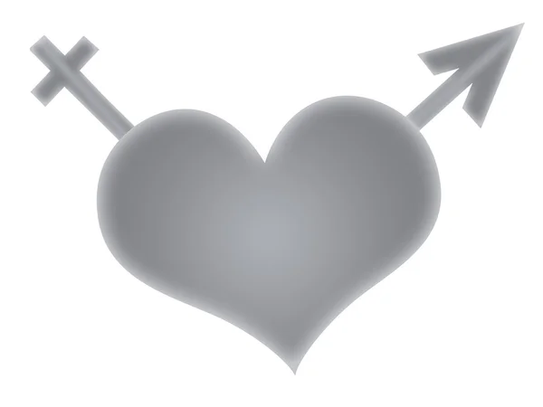 Символы Венеры и Марса с сердцами — стоковое фото