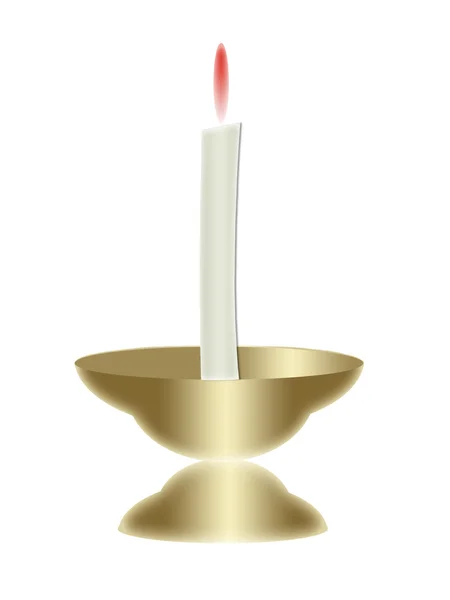 Płonąca świeca w świeczniku — Zdjęcie stockowe