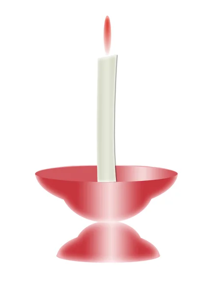 Płonąca świeca w świeczniku — Zdjęcie stockowe
