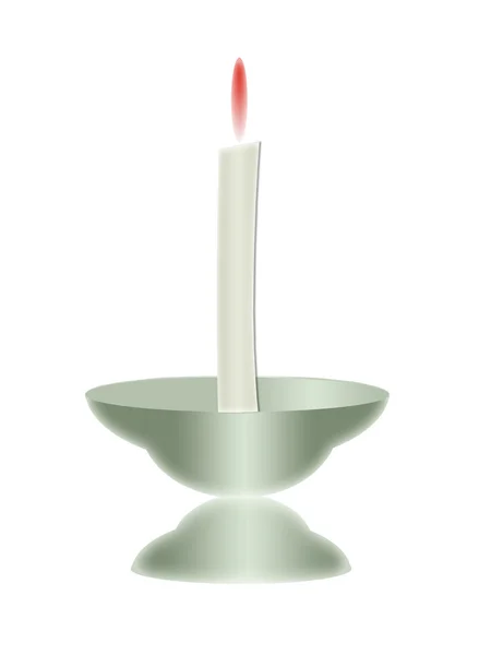 Горящая свеча в подсвечнике — стоковое фото