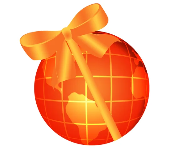 Globe with bow — Stock Photo, Image