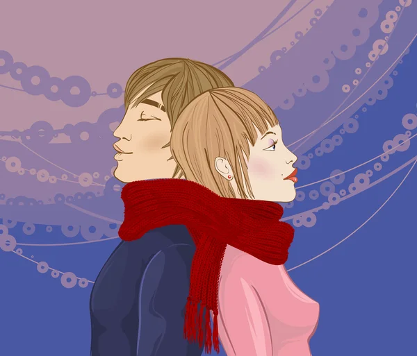 Couple d'hiver — Image vectorielle