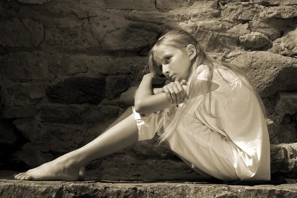 Sad teenager girl — Stock Photo, Image