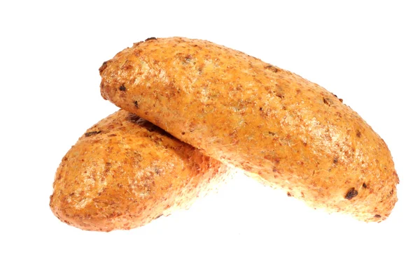 Baked bread isolated on white background — Stock Photo, Image