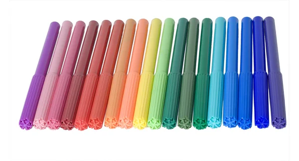 Vilt-tip pennen alle kleuren op witte backgr — Stockfoto
