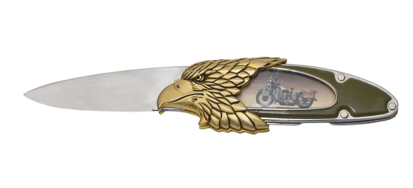 Knife with gold eagle head — Stock Photo, Image