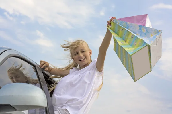 stock image Young teenager girl after shoping