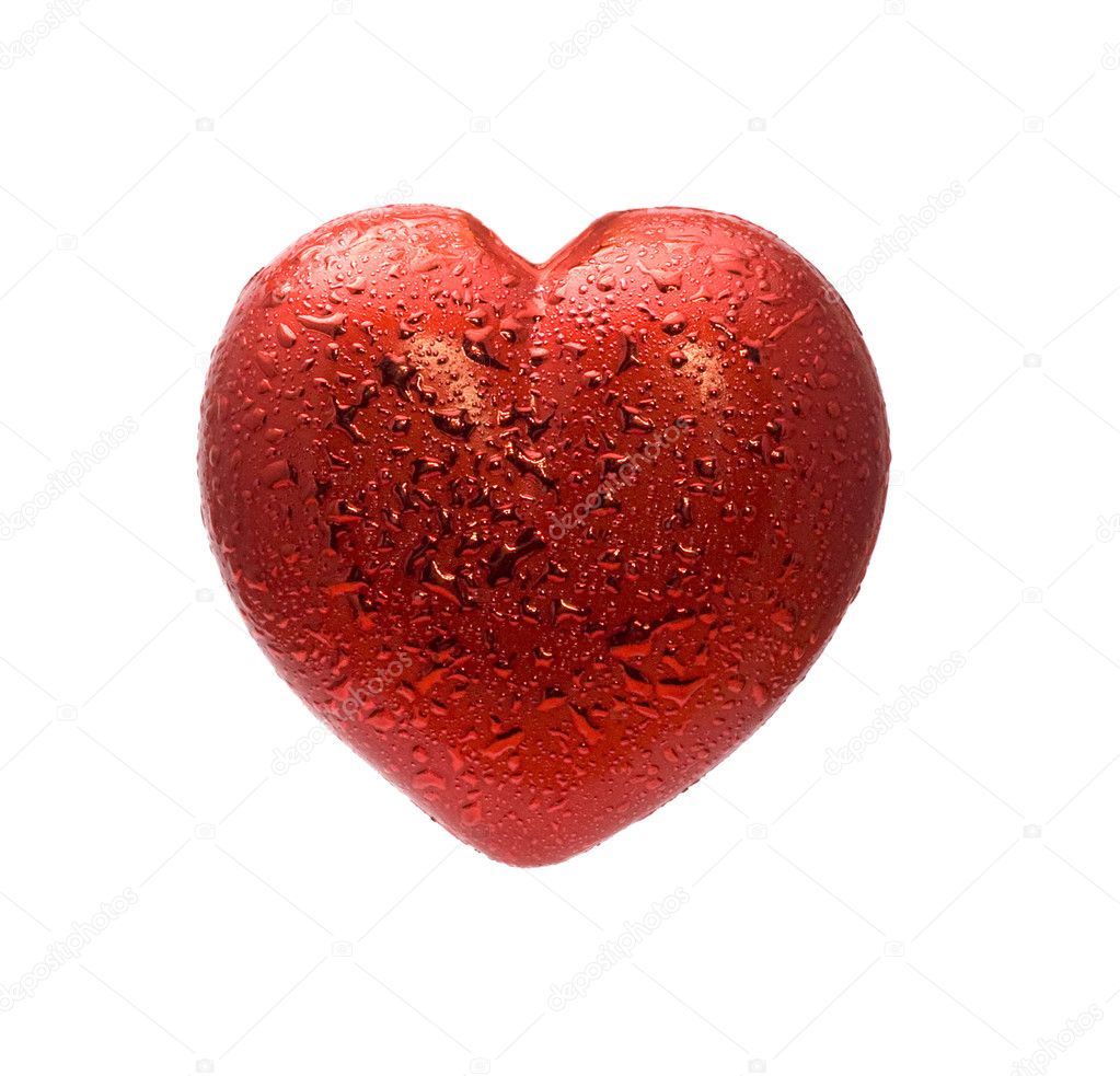 Red heart over white background