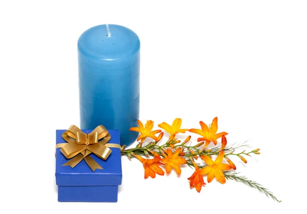 Blue gift over white background — Stock Photo, Image