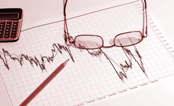 Grafico finanziario e matita — Foto Stock