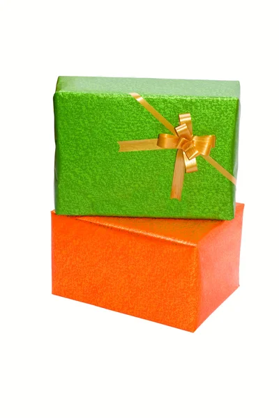Presentes laranja e verde — Fotografia de Stock