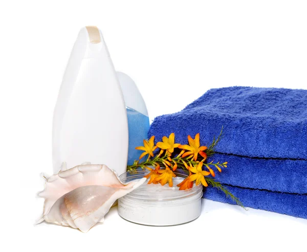 SPA with towels over white — Stock Photo, Image