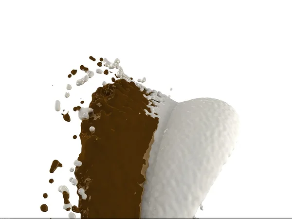 초콜릿과 우유 스플래시 — 스톡 사진