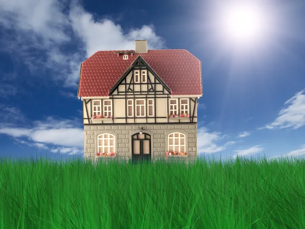 stock image Nice house on grass