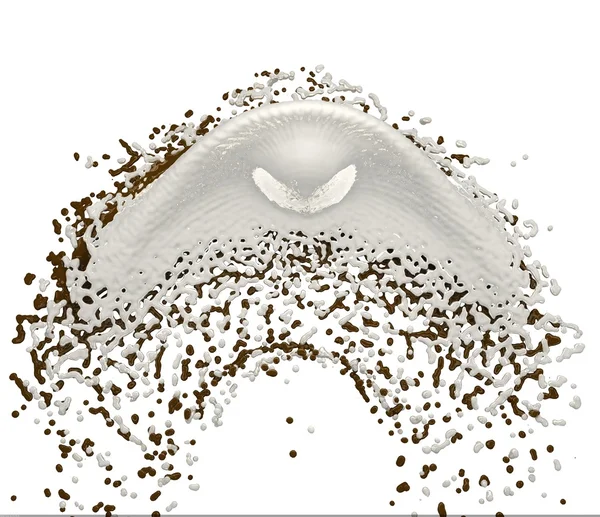 Chocko ve süt sıçrama üzerinde beyaz backgr — Stok fotoğraf