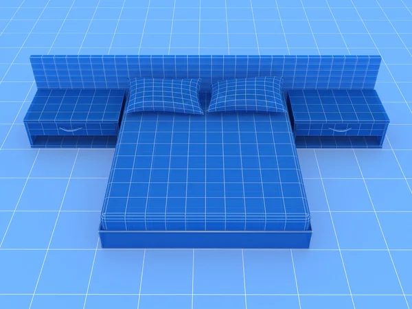 Sofa auf blau. 3D-Darstellung — Stockfoto