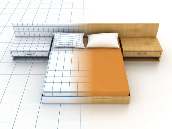 Fehér kanapé. 3D renderelés — Stock Fotó