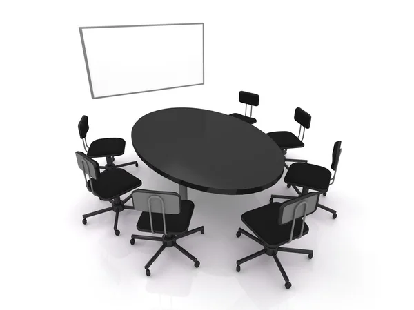 Office chairs with table on white. — Stock Photo, Image