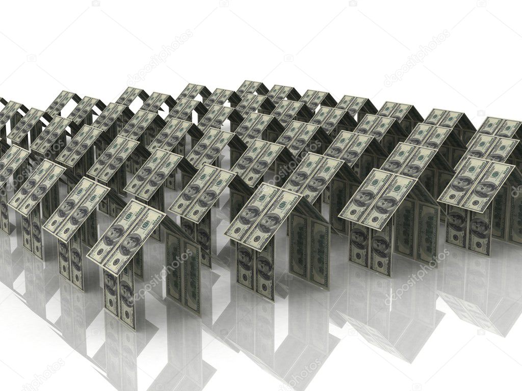 Any dollar houses over white background
