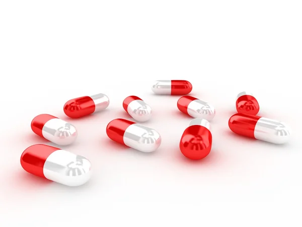 Píldoras 3d sobre blanco — Foto de Stock