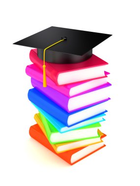 Graduation cap on books clipart