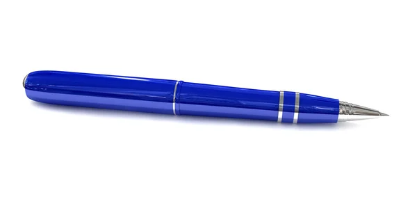 Glanzende blauwe pen op witte achtergrond — Stockfoto