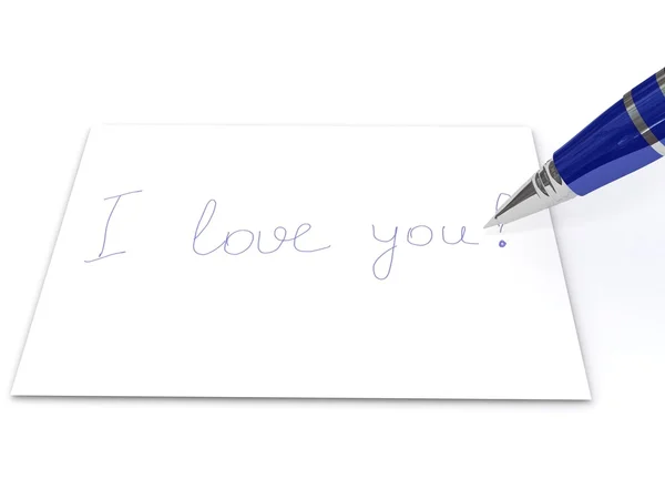 Glossy blue pen over white background — Stock Photo, Image