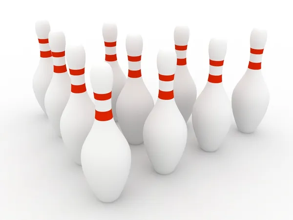 Spille da bowling su sfondo bianco — Foto Stock