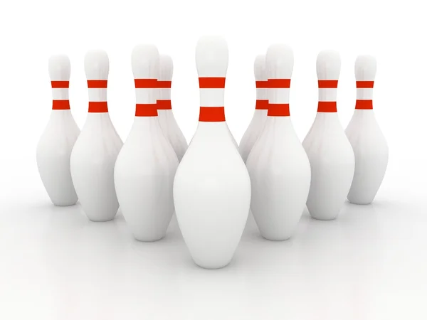 Bowling Pins auf weißem Hintergrund — Stockfoto