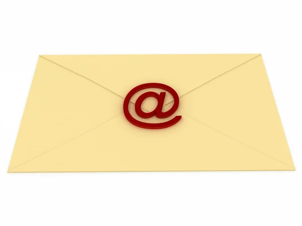 Envelope with e-mail sign over white — Stock Photo, Image