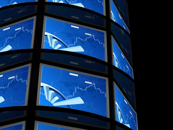 Computer monitor on black background — Stock Photo, Image