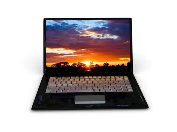 Портативный ноутбук на белом фоне — стоковое фото