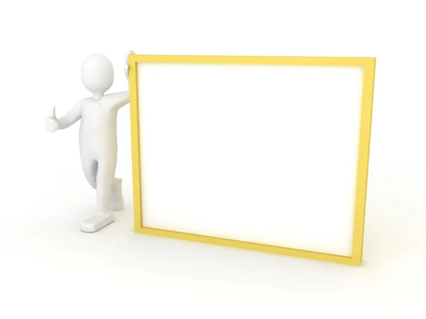 3d person with blank poster — Stock Photo, Image