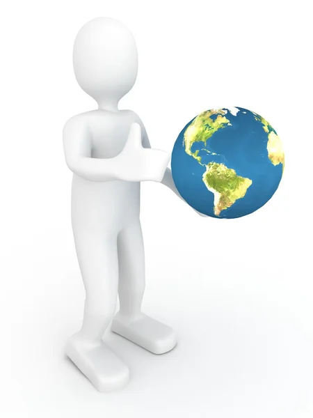3d person with globe — Stock Photo, Image