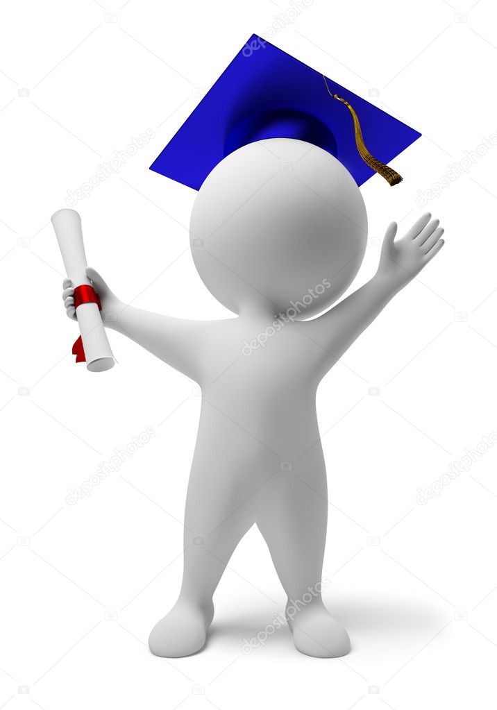 Graduation Cap with Diploma Paper on the White Background. 3D Rendering.  Stock Illustration - Illustration of certificate, learning: 158351117