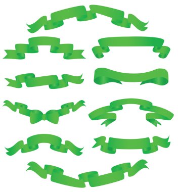 Collection of green banners clipart