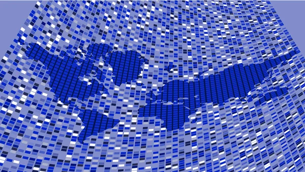 Mappa astratta del mondo in blu scuro colou — Vettoriale Stock