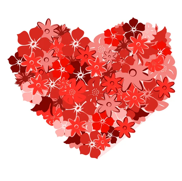 Corazón floral. Ilustración vectorial — Vector de stock