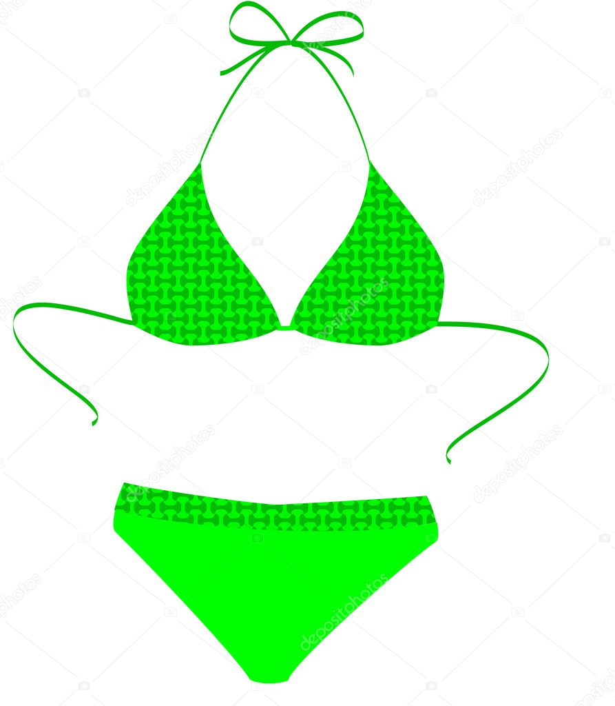The isolated green bathing suit on a whi