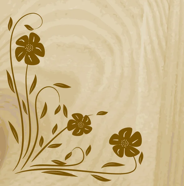 木纹理与花 — 图库矢量图片