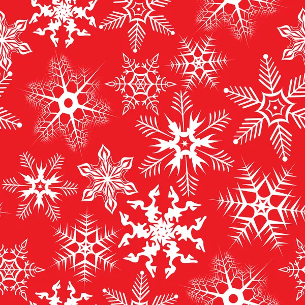 Червоний фон зі сніжинками — стоковий вектор