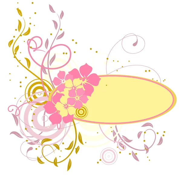 Bannière rose avec fleurs — Image vectorielle