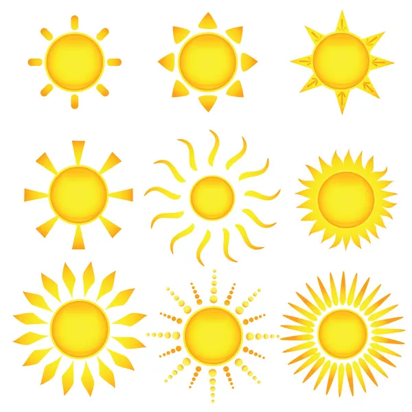 Iconos del sol. Ilustración vectorial — Archivo Imágenes Vectoriales