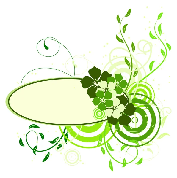 Green banner with flowers — Stock Vector