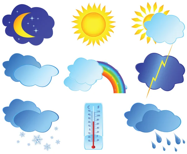 Ikony s obrázky počasí — Stockový vektor