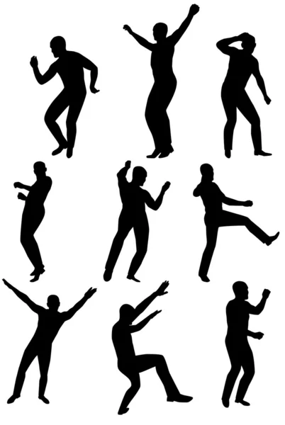 Collection of dancing young men — Stock Vector