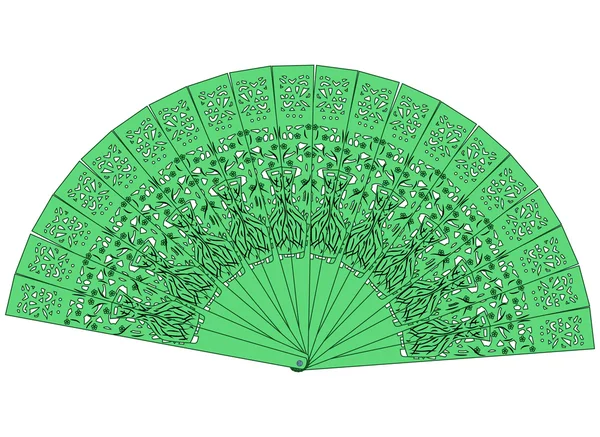 The green fan isolated on a white — Stock Vector